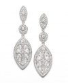 Complete a look that's party perfect. Eliot Danori's Mosaic Elegance Drop earrings feature marquise-shaped drops, an intricate scrolling pattern, and sparkling crystals and cubic zirconias (1/5 ct. t.w.). Crafted in silver tone mixed metal. Approximate drop: 2-1/8 inches.