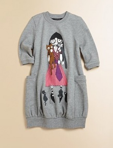 Classic Miss Marc with funny cats is adorned on the front and back of this sporty, versatile design. CrewneckLong sleevesBanded trim around neckline, cuffs and hemDual large open pocketsGathered yoke at bottom60% cotton/40% polyesterMachine washImported Classic Miss Marc with funny cats is adorned on the front and back of this sporty, versatile design. CrewneckLong sleevesBanded trim around neckline, cuffs and hemDual large open pocketsGathered yoke at bottom60% cotton/40% polyesterMachine washImported