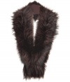 The ultimate luxe accessory, Steffen Schrauts fur scarf guarantees an exquisite polish to your outfit - Tonal chocolate raccoon fur, fringed ends, pocket on one end, front snap closure, loop on reverse for hold, fabric reverse - Layer over cashmere pullovers, or collarless coats with brown leather gloves