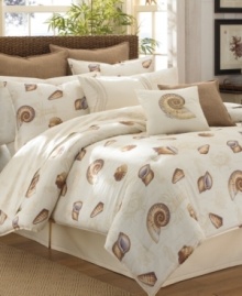 A beautiful embroidered shell sits at the center of this Kemp's Bay decorative pillow for a soothing addition to your bed. A beautiful embroidered shell sits at the center of this Kemp's Bay decorative pillow for a soothing addition to your bed.
