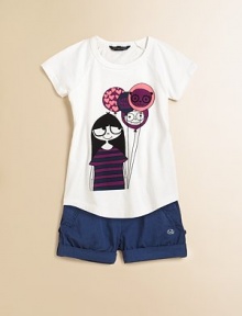 The always quirky Little Miss Marc adorns the front of this cozy, cotton design.Round necklineShort sleevesPullover styleRounded hemCottonMachine washImported The always quirky Little Miss Marc adorns the front of this cozy, cotton design.Round necklineShort sleevesPullover styleRounded hemCottonMachine washImported