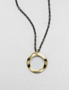 From the Notte Collection. A modern 18k gold open circle pendant on a blackened sterling silver link chain. 18k goldBlackened sterling silverLength, about 16-18 adjustablePendant size, about .7Lobster clasp closureImported From the Notte Collection. A modern 18k gold open circle pendant on a blackened sterling silver link chain. 18k goldBlackened sterling silverLength, about 16-18 adjustablePendant size, about .7Lobster clasp closureImported