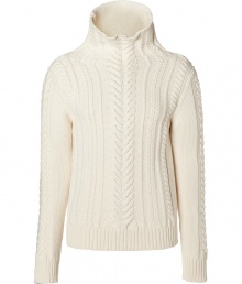 Anything but basic, this must-have wool sweater from Parisian cult label Balmain is a fall essential - Large turtleneck, long sleeves, front textured cable knit pattern, slim fit - Pair with jeans, slim trousers, or corduroys Anything but basic, this must-have wool sweater from Parisian cult label Balmain is a fall essential - Large turtleneck, long sleeves, front textured cable knit pattern, slim fit - Pair with jeans, slim trousers, or corduroys
