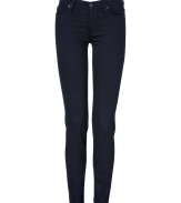 Set the foundations for cool daytime looks with Seven for all Mankinds figure-hugging Second Skin jean leggings - Classic five-pocket style, button closure, zip fly, signature embroidered back pockets - Mid-rise, extra form-fitting - Pair with a light cashmere pullover and flats, or a tunic top and statement ankle boots