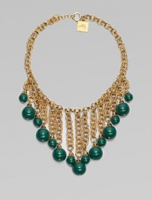 Bold double links in graduated lengths form a striking V-shaped necklace, each strand capped with an enamel bead.Enamel14k goldplatedLength, about 30Lobster claspImported Bold double links in graduated lengths form a striking V-shaped necklace, each strand capped with an enamel bead.Enamel14k goldplatedLength, about 30Lobster claspImported