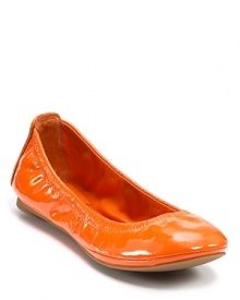 Shiny, chic little flats are comfortable and flexible, with elastic sides for ease. By Tory Burch.