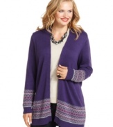 There's nothing like a long cardigan to make you feel cozy on the inside and out! Charter Club's open-front version features a subtle take on classic fair isle knit.