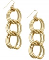 Reel in style perfect for any season. INC International Concepts' chic fishhook earrings feature doubled links in gold-plated mixed metal. Approximate drop: 3-1/4 inches.