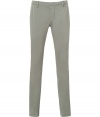 Stylish pants in fine, pale grey cotton stretch blend - Slim chino cut tapers gently through leg - Crease detail flatters and elongates the silhouette - Lower rise with belt loops, zip fly and button closure  - Slash pockets at sides, welt pockets at rear - Casually elegant, easily dressed up or down - Pair with a t-shirt, blazer and leather lace-ups, or a button down, cardigan and trainers