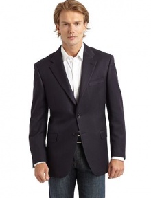 THE LOOKNotched lapelWelt pocket at chestButton closureDual flap pocketsLong sleeves with button cuffsVented back hemInner welt pocketsTHE FITAbout 32 from shoulder to hemTHE MATERIALCotton/silkFully linedCARE & ORIGINDry cleanMade in USA