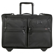 A business-travel classic updated with wheeled carry-on convenience, this garment bag features a roomy garment section, mesh accessories pockets, two exterior U-zip pockets and a telescoping handle. A business-travel classic updated with wheeled carry-on convenience, this garment bag features a roomy garment section, mesh accessories pockets, two exterior U-zip pockets and a telescoping handle.
