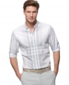 Pop in some plaid to change up normal workweek pattern with this shirt from Calvin Klein.