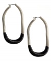 Decorate yourself in wearable art. Hoop earrings by Kenneth Cole New York feature an oblong shape crafted in silver tone mixed metal and wrapped with black thread. Approximate diameter: 2 inches.