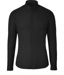 Sleek and streamlined, Belstaffs black cotton polin shirt is a modern must in any wardrobe - New slim cut fits snugly and tapers gently through waist - Covered full button placket and chest pocket - Small collar and long, cuffed sleeves - Pleat detail at back - Wear solo or beneath a blazer or leather jacket and pair with dress trousers, dark denim or chinos Sleek and streamlined, Belstaffs black cotton polin shirt is a modern must in any wardrobe - New slim cut fits snugly and tapers gently through waist - Covered full button placket and chest pocket - Small collar and long, cuffed sleeves - Pleat detail at back - Wear solo or beneath a blazer or leather jacket and pair with dress trousers, dark denim or chinos