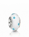 A whimsical murano glass charm with a playful polka dot pattern. Logo-engraved sterling silver trim expresses the PANDORA signature.