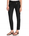 MICHAEL Michael Kors gives you the skinny on style with these sleek, slim-fitting petite pants, made extra modern with zippered front pockets.