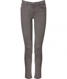 Stylish jean in fine, grey cotton stretch blend - Skinny, medium rise cut sits comfortably at hips - Classic five pocket style crops at ankles - Zip fly, belt loops and single button closure - Versatile and chic, great for day or evening - Dress up with an oversize silk blouse and platform pumps, or go for a more casual look with a billowy tunic top and leather sandals Stylish jean in fine, grey cotton stretch blend - Skinny, medium rise cut sits comfortably at hips - Classic five pocket style crops at ankles - Zip fly, belt loops and single button closure - Versatile and chic, great for day or evening - Dress up with an oversize silk blouse and platform pumps, or go for a more casual look with a billowy tunic top and leather sandals