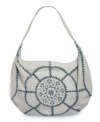 This Moraccan-inspired handbag by Lucky Brand will lift your spirits with its eye-catching stitching and unique ethnic pattern. A soft leather and slouchy hobo silhouette provide the perfect base for this free-spirited style.