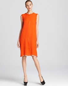 Slip into chic with this delicious Vera Wang chiffon shift dress. A beautiful choice for your next fête, this cascading silhouette does double-time during the workweek when you add a power pump. Slip into chic with this delicious Vera Wang chiffon shift dress. A beautiful choice for your next fête, this cascading silhouette does double-time during the workweek when you add a power pump.