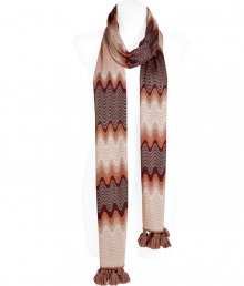 Stylish scarf in a lightweight rayon-wool blend - Typical Missoni pattern in nougat - Fashionable shape, medium wide and beautifully long - Protection from the cold AND a trendy accessory - A glam upgrade for virtually everything in your wardrobe, from a simple T-shirt, over a chic sheath dress or a classic blazer or coat Stylish scarf in a lightweight rayon-wool blend - Typical Missoni pattern in nougat - Fashionable shape, medium wide and beautifully long - Protection from the cold AND a trendy accessory - A glam upgrade for virtually everything in your wardrobe, from a simple T-shirt, over a chic sheath dress or a classic blazer or coat