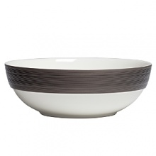 Grooves of ribbed platinum on pure white porcelain hint at formality, yet Vera Wang's Devotion Platinum serving bowl has an updated shape and is dishwasher and microwave safe - perfect for everyday enjoyment. Grooves of ribbed platinum on pure white porcelain hint at formality, yet Vera Wang's Devotion Platinum serving bowl has an updated shape and is dishwasher and microwave safe - perfect for everyday enjoyment.