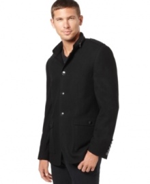 Adjust accordingly. With a hidden hood, this blazer from Kenneth Cole New York lets you change up your look as you like. Adjust accordingly. With a hidden hood, this blazer from Kenneth Cole New York lets you change up your look as you like.