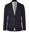 A subtle check print covers this ultra-stylish blazer from Edun - Notched lapels, long sleeves, single button closure, flap pockets, double back vent, slim fit - Pair with jeans, slim trousers, chinos, or corduroys