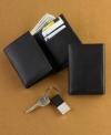 Two must-haves for any guy: a classic trifold wallet and matching key fob.