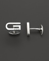 Long, logo-stamped Gs in sterling silver make a stylish statement.