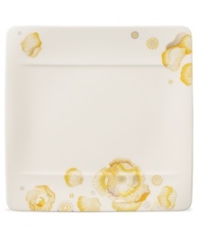 Bright and sunny, the Modern Grace Peonia salad plate flowers in yellow, platinum and gold. A fresh square shape rendered in Villeroy & Boch china creates a distinct table setting for contemporary dining. Bright and sunny, the Modern Grace Peonia salad plate flowers in yellow, platinum and gold. A fresh square shape rendered in Villeroy & Boch china creates a distinct table setting for contemporary dining.