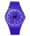 A berry-colored sport watch from Swatch's Callicarpa collection.