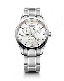 Inspired by classic military timepieces, this round stainless steel watch is a commanding choice. Features like analog quartz movement and a date feature ensure this piece is as smart as it is sleek. Inspired by classic military timepieces, this round stainless steel watch is a commanding choice. Features like analog quartz movement and a date feature ensure this piece is as smart as it is sleek.
