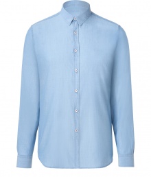 Infuse casual-cool into your off-duty look with this slim fit button down from PS by Paul Smith - Small spread collar, front button placket, button-detailed cuffs, rounded hem - Style with chinos, a V-neck cardigan, and slip-ons