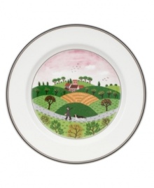 A hunter and his hound dog follow tracks up and down the hillside on this Design Naif salad plate, featuring premium Villeroy & Boch porcelain. A hunter and his hound dog follow tracks up and down the hillside on this Design Naif salad plate, featuring premium Villeroy & Boch porcelain.