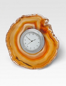 In ancient times, semi-precious agate was believed to bring pleasant dreams to its owners. Our Cele clock combines these natural, restful properties with elegant, modern design, making it perfect bedside table or living room accessory. 4.5 diam.Fabric easelAluminium hardwareAgateImported In ancient times, semi-precious agate was believed to bring pleasant dreams to its owners. Our Cele clock combines these natural, restful properties with elegant, modern design, making it perfect bedside table or living room accessory. 4.5 diam.Fabric easelAluminium hardwareAgateImported