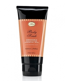 The Art of Shaving Body Scrub exfoliates and purifies with special benefit to feet, hands, elbows and knees. Tangerine essential oil refreshes while eucalyptus tones and activates circulation. Soy beads gently lift away dead skin, grapeseed oil softens and Soy milk replenishes moisture. With North African rhassoulclay to detoxify and re-mineralize. Foams as it scrubs, leaving skin vigorously refreshed.Tangerine Essential Oil for all skin types The Art of Shaving Body Scrub exfoliates and purifies with special benefit to feet, hands, elbows and knees. Tangerine essential oil refreshes while eucalyptus tones and activates circulation. Soy beads gently lift away dead skin, grapeseed oil softens and Soy milk replenishes moisture. With North African rhassoulclay to detoxify and re-mineralize. Foams as it scrubs, leaving skin vigorously refreshed.Tangerine Essential Oil for all skin types