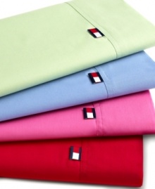 Tommy Hilfiger presents these soft, 200-thread-count combed cotton sheets in a range of vivid colors and prints. Fabric becomes more luxuriously soft with every wash. Set includes flat sheet, fitted sheet and a standard pillowcase. Extra-deep pockets fit mattresses to 15 thick. Tommy Hilfiger presents these soft, 200-thread-count combed cotton sheets in a range of vivid colors and prints. Fabric becomes more luxuriously soft with every wash. Set includes flat sheet, fitted sheet and a standard pillowcase. Extra-deep pockets fit mattresses to 15 thick.