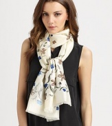 EXCLUSIVELY AT SAKS. A whimsical floral pattern adorns this raw silk style.Silk21½ X 79Dry cleanImported