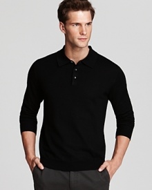 A classic polo design is rendered in uniquely soft merino wool for a plush addition to your sweater wardrobe. A classic polo design is rendered in uniquely soft merino wool for a plush addition to your sweater wardrobe.