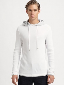 The essential waffle-knit henley, shaped in richly textured cotton, gets a refreshing update as a drawstring hoodie lends endless style and versatility to your weekend basics.Attached drawstring hoodCottonMachine washImported The essential waffle-knit henley, shaped in richly textured cotton, gets a refreshing update as a drawstring hoodie lends endless style and versatility to your weekend basics.Attached drawstring hoodCottonMachine washImported