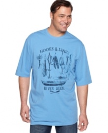 A solid casual look. You'll fall for this big and tall tee from Izod hook, line and sinker.