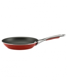 Cook with confidence-always have a bold approach to prep and cooking with the statement red of this professional skillet. A porcelain enamel exterior with a heavy-gauge construction aides in fast heat-up and eliminates hot spots that can burn food. Food slides right off the nonstick interior, which is exceptionally long-lasting and durable, so you can spend less time at the sink and more time cooking up masterpiece creations. Limited lifetime warranty. Cook with confidence-always have a bold approach to prep and cooking with the statement red of this professional skillet. A porcelain enamel exterior with a heavy-gauge construction aides in fast heat-up and eliminates hot spots that can burn food. Food slides right off the nonstick interior, which is exceptionally long-lasting and durable, so you can spend less time at the sink and more time cooking up masterpiece creations. Limited lifetime warranty.