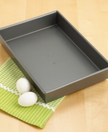 Nothing beats a yummy homemade cake for that special occasion. This rectangular cake pan features include nonstick interiors and exteriors for easy cleaning, no-hassle food release and optimum baking performance. Reinforced nonstick surface also offers long-lasting durability. Lifetime warranty. Nothing beats a yummy homemade cake for that special occasion. This rectangular cake pan features include nonstick interiors and exteriors for easy cleaning, no-hassle food release and optimum baking performance. Reinforced nonstick surface also offers long-lasting durability. Lifetime warranty.