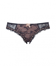 Get the sultry glamorous look of a vintage 1950s pin up girl in Von Follies by Dita Von Teeses black and nude stretch lace bikini briefs - Black stretch lace paneled front with slinky lightweight satin nude underlay, sheer black ruffled lace trim, sheer stretch lace sides and back, stitched nude satin trim - Full coverage - Wear with the matching balconette bra for a seriously seductive look Get the sultry glamorous look of a vintage 1950s pin up girl in Von Follies by Dita Von Teeses black and nude stretch lace bikini briefs - Black stretch lace paneled front with slinky lightweight satin nude underlay, sheer black ruffled lace trim, sheer stretch lace sides and back, stitched nude satin trim - Full coverage - Wear with the matching balconette bra for a seriously seductive look
