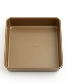 Looks so good you can eat what's on it! Standing out in a warm toffee hue, this professional pan makes baking a real piece of cake! The durable, nonstick finish releases your masterpiece right away for a flawless presentation, while the dishwasher-safe design lets you off the hook for cleanup duty. 10-year warranty. Looks so good you can eat what's on it! Standing out in a warm toffee hue, this professional pan makes baking a real piece of cake! The durable, nonstick finish releases your masterpiece right away for a flawless presentation, while the dishwasher-safe design lets you off the hook for cleanup duty. 10-year warranty.