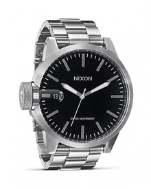 Nixon's flex watch is well-equipped for your adventures. The black dial is sharp and sporty. While the brushed steel bezel is classic enough to perform in the boardroom.