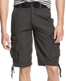 Welcome to your new, wear-anywhere, go-with-anything pants: Drawstring leg cargo shorts from Wear Ever in ripstop cotton. Belt included. Welcome to your new, wear-anywhere, go-with-anything pants: Drawstring leg cargo shorts from Wear Ever in ripstop cotton. Belt included.