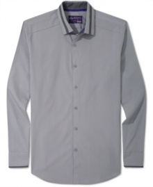 A slim fit and modern trim details give this American Rag shirt its handsome style.