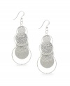 Shine bright in this flashy style. Earrings by Style&co. feature a unique, circular, sandblast design in silver tone mixed metal. Approximate drop: 3 inches.