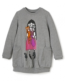 An ultra comfy brushed fleece sweatshirt in heathered cotton, adorned with the Little Miss Marc logo and kitty cat on the front and back. An ultra comfy brushed fleece sweatshirt in heathered cotton, adorned with the Little Miss Marc logo and kitty cat on the front and back.
